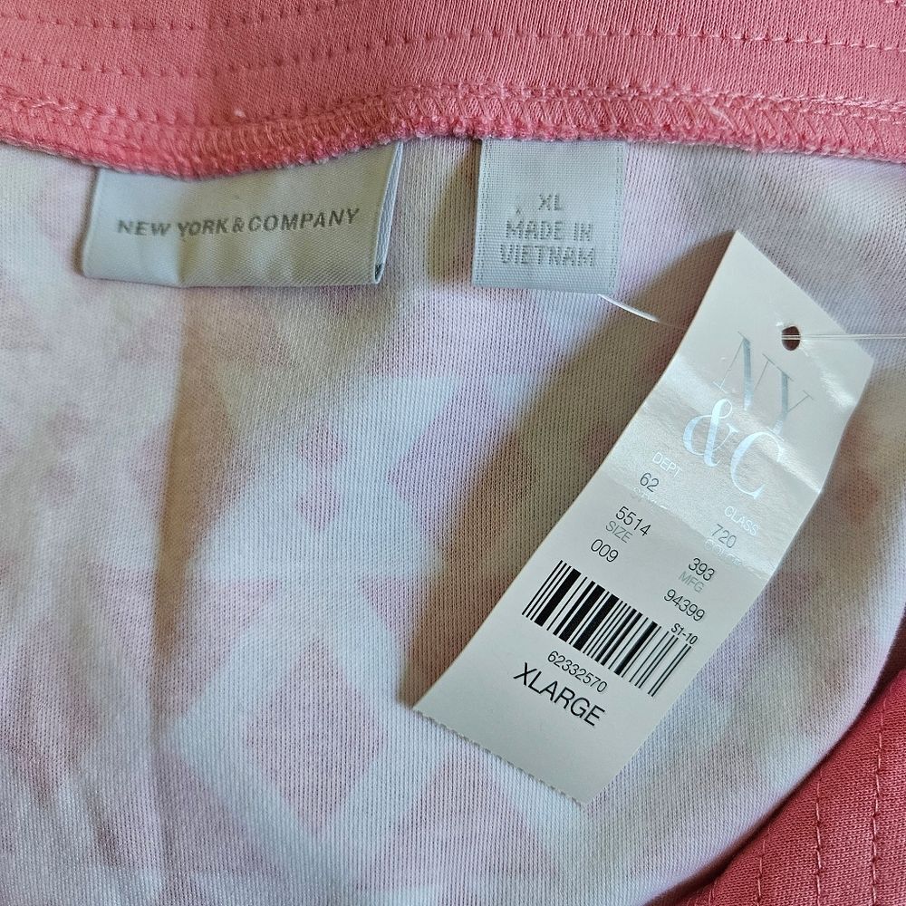 NY & Co Tank Dress Womens XL Cotton Mini Sleeveless Pink Geometric Retro Summer - Picture 5 of 7